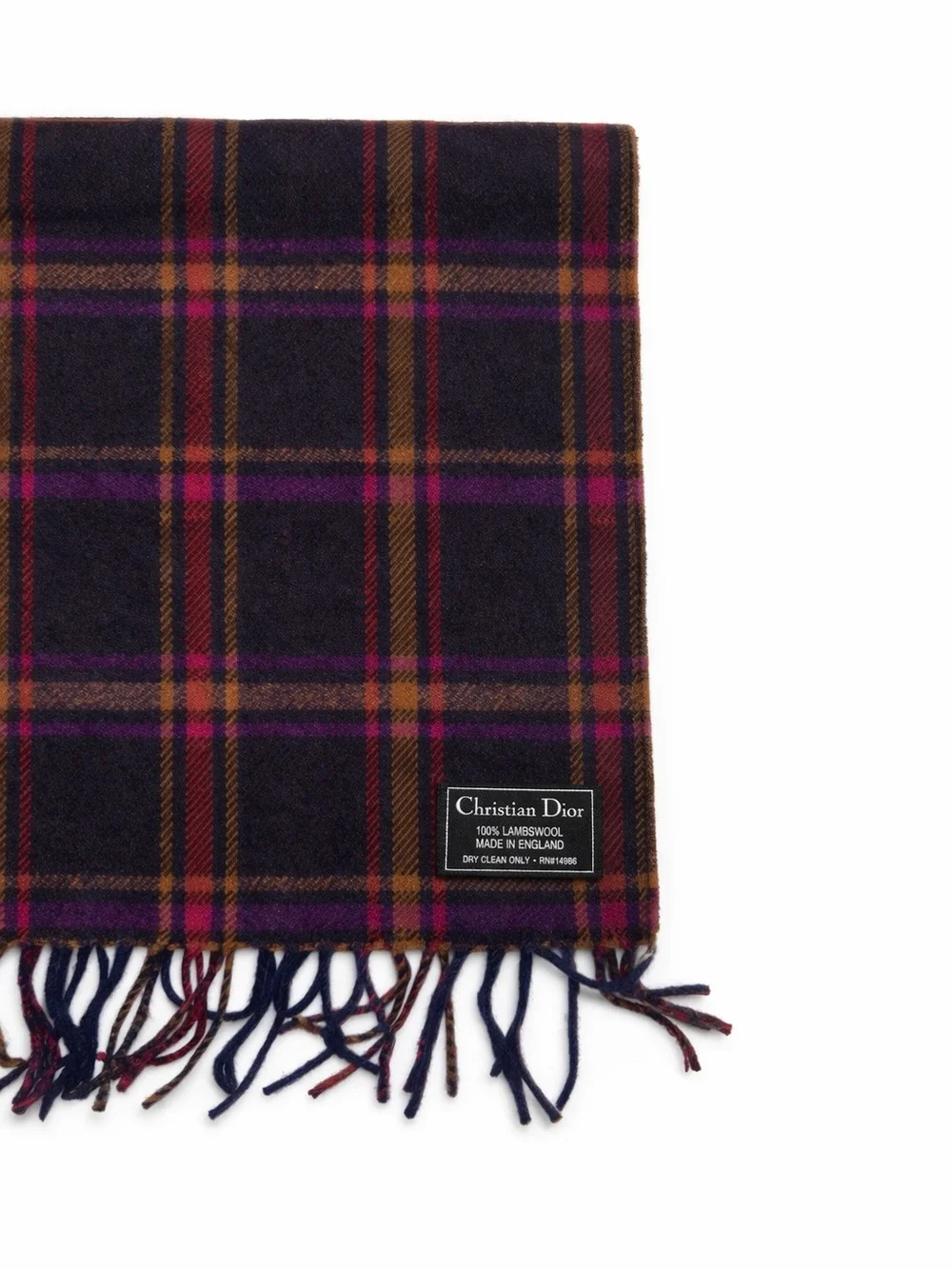 Vintage Christian Dior Lambswool Plaid Scarf